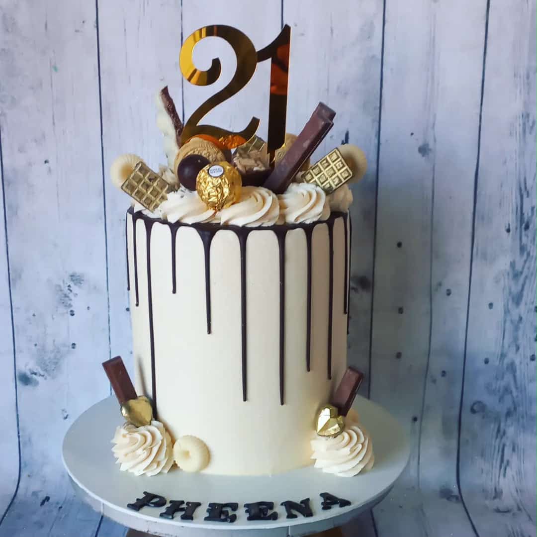 Gold 21st birthday cake