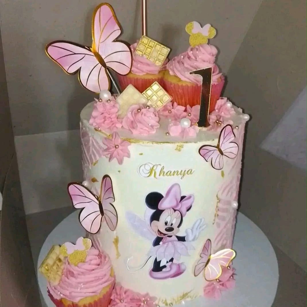 Butterfly first birthday cake